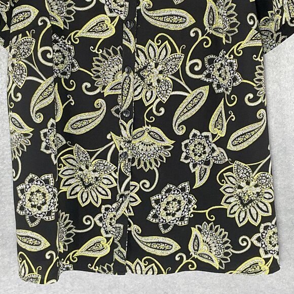 Catherines Top‎ Women 16 W Button Up Floral Short Sleeves V-Neck Casual Travel - Picture 5 of 11